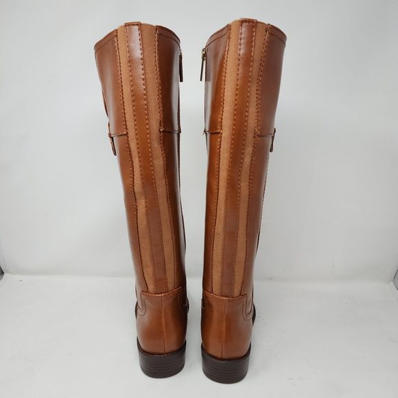 Tommy Hilfiger Riding Boots Womens 5 Tan Brown Knee High Logo Spell Out Shoes - Picture 7 of 9